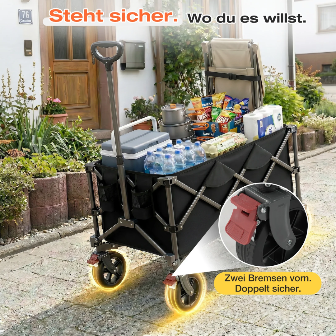 Faltbarer Bollerwagen 120 kg – 150L Handwagen mit Geländerädern – Bild 5