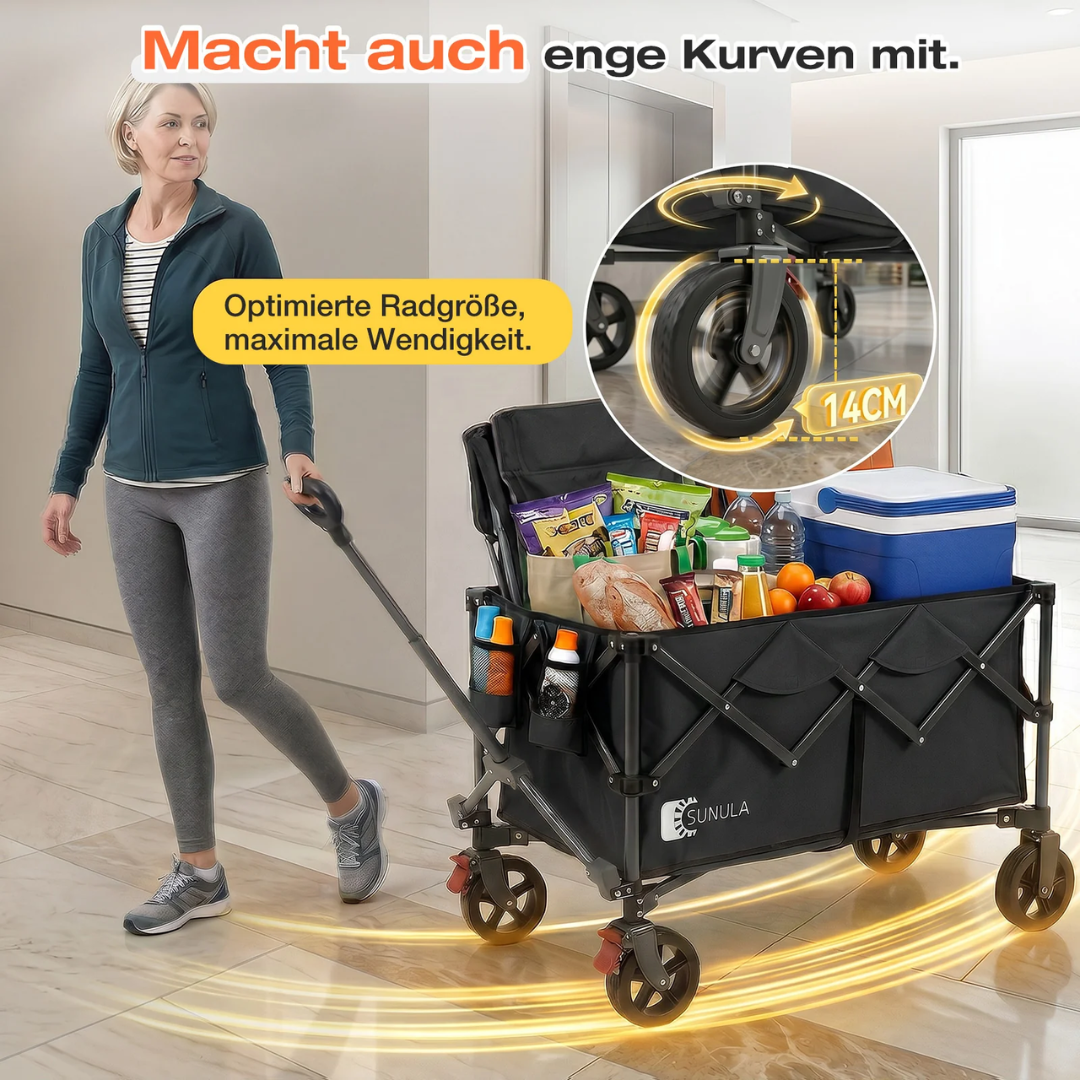 Faltbarer Bollerwagen 120 kg – 150L Handwagen mit Geländerädern – Bild 6
