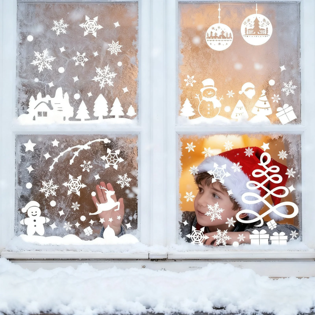 Fensterbilder Weihnachten – Wiederverwendbare Fensterdeko Weiß – Bild 3