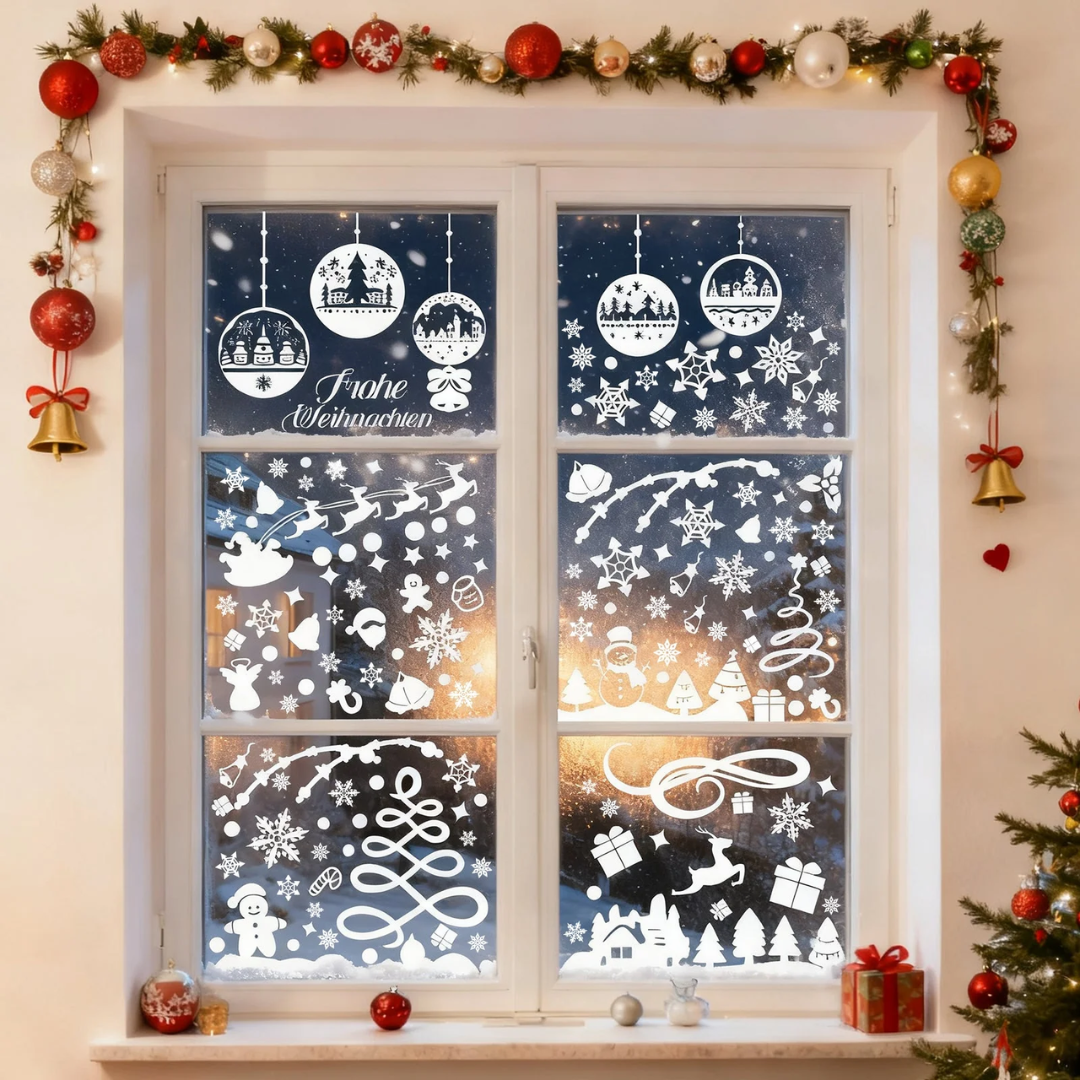 Fensterbilder Weihnachten – Wiederverwendbare Fensterdeko Weiß – Bild 4