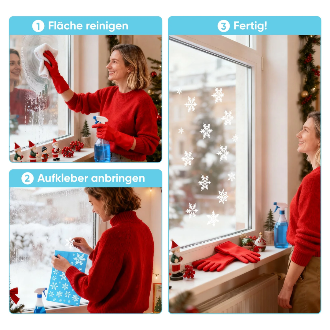 Fensterbilder Weihnachten – Wiederverwendbare Fensterdeko Weiß – Bild 6