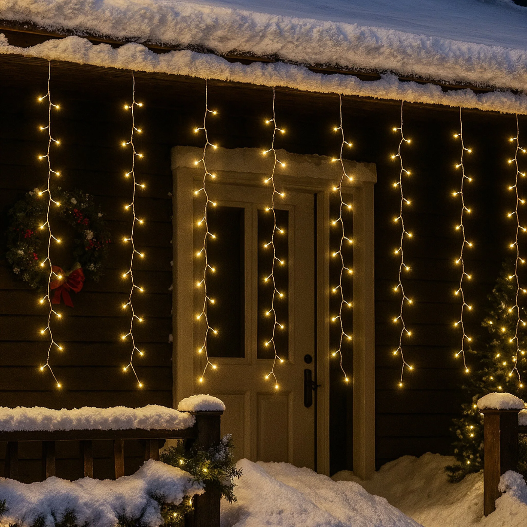 LED-Lichtervorhang 300er Eisregen 3x1 m, 8 Modi & Timer, Warmweiß – Bild 10