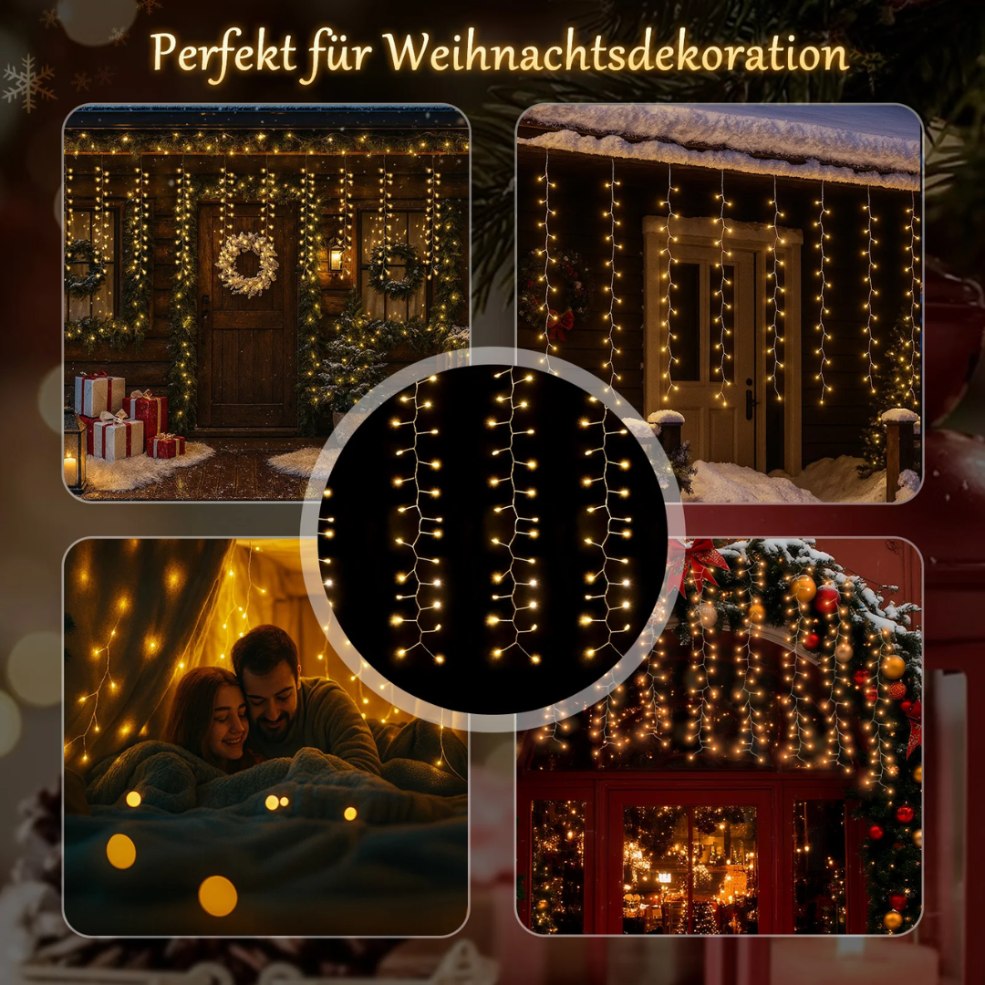 LED-Lichtervorhang 300er Eisregen 3x1 m, 8 Modi & Timer, Warmweiß – Bild 7