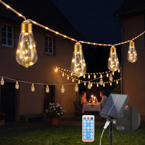 LED Solar Hanfseil Lichterkette Outdoor Vintage, 8 m (5 m Lichterkette + 3 m Zuleitung)