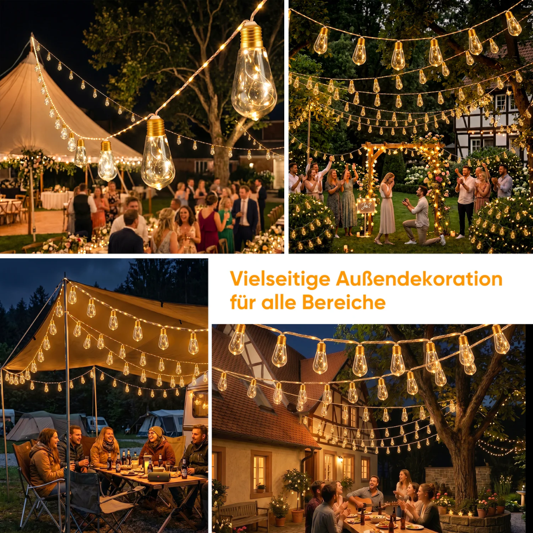 LED Solar Hanfseil Lichterkette Outdoor Vintage, 8 m (5 m Lichterkette + 3 m Zuleitung) – Bild 8