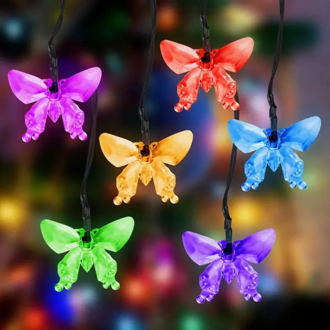 Salcar 5 m / 10m LED Solar Schmetterling Lichterkette, 20 / 50 LEDs - Bunt – Bild 3