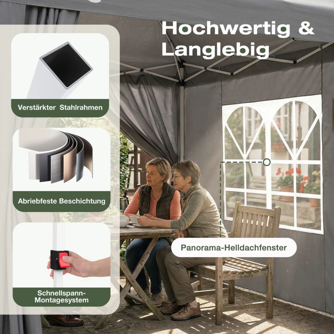 Sekey 2x2m Pop-Up Pavillon mit Seitenwänden – Wasserdicht, Windfest & Winterfest – Bild 2