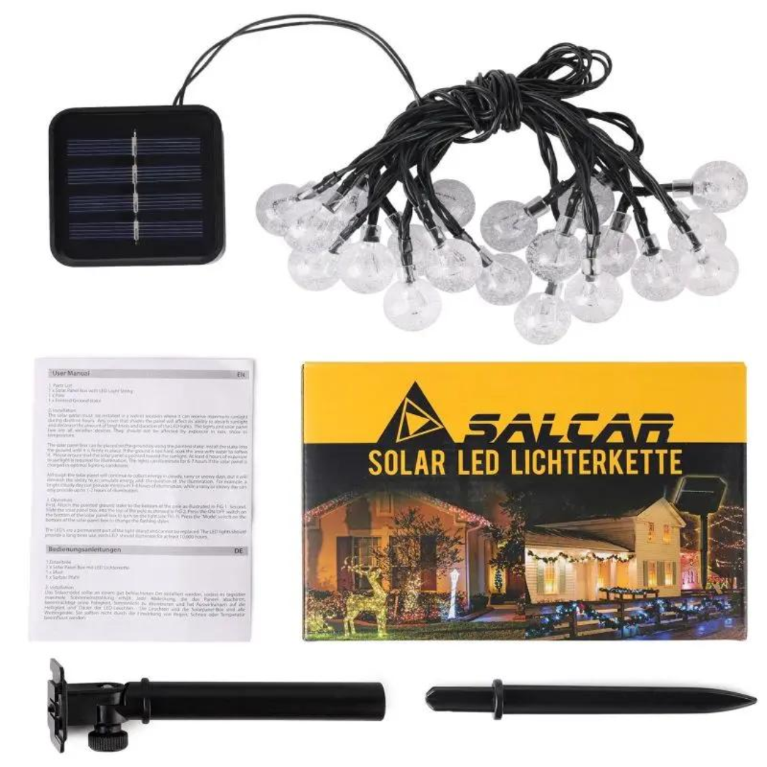 Salcar 5 m / 10 m LED Solar Kugel Lichterkette, 20 / 40 LEDs – Bild 8
