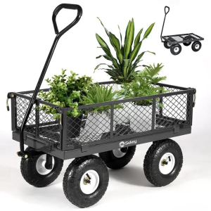 Sekey 100L / 300KG Gartenwagen mit abnehmbaren Seitenteilen und Gummiluftreifen