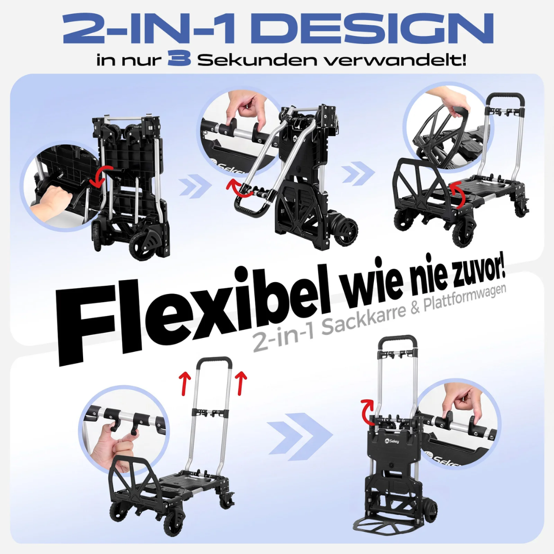 Sekey 2-in-1 Sackkarre & Plattformwagen klappbar – Bild 3