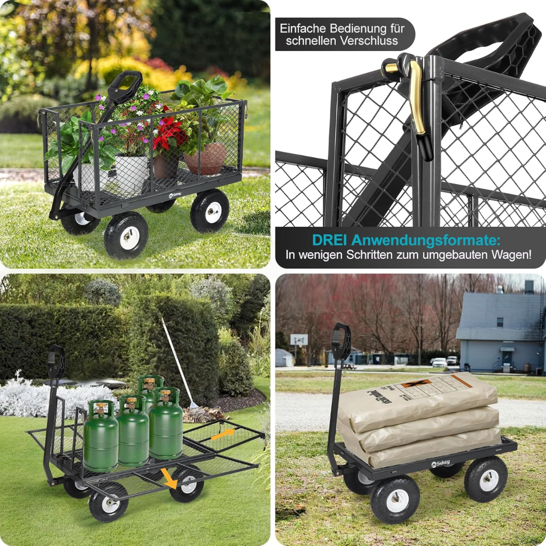 Sekey 3-in-1 Bollerwagen 500 kg – Gartenwagen mit abnehmbaren Seitenwänden & 10-Zoll-Gummireifen – Bild 4