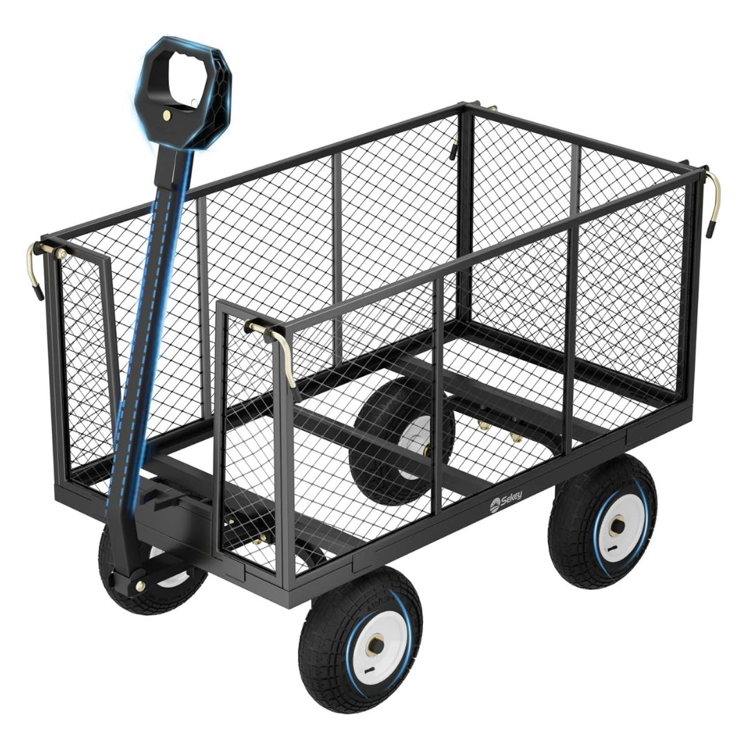 Sekey 3-in-1 Bollerwagen 500 kg – Gartenwagen mit abnehmbaren Seitenwänden & 10-Zoll-Gummireifen