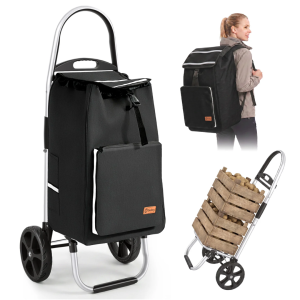 Sekey Einkaufstrolley klappbar 3-in-1 – Einkaufstrolley, Sackkarre & Rucksack mit Aluminiumrahmen