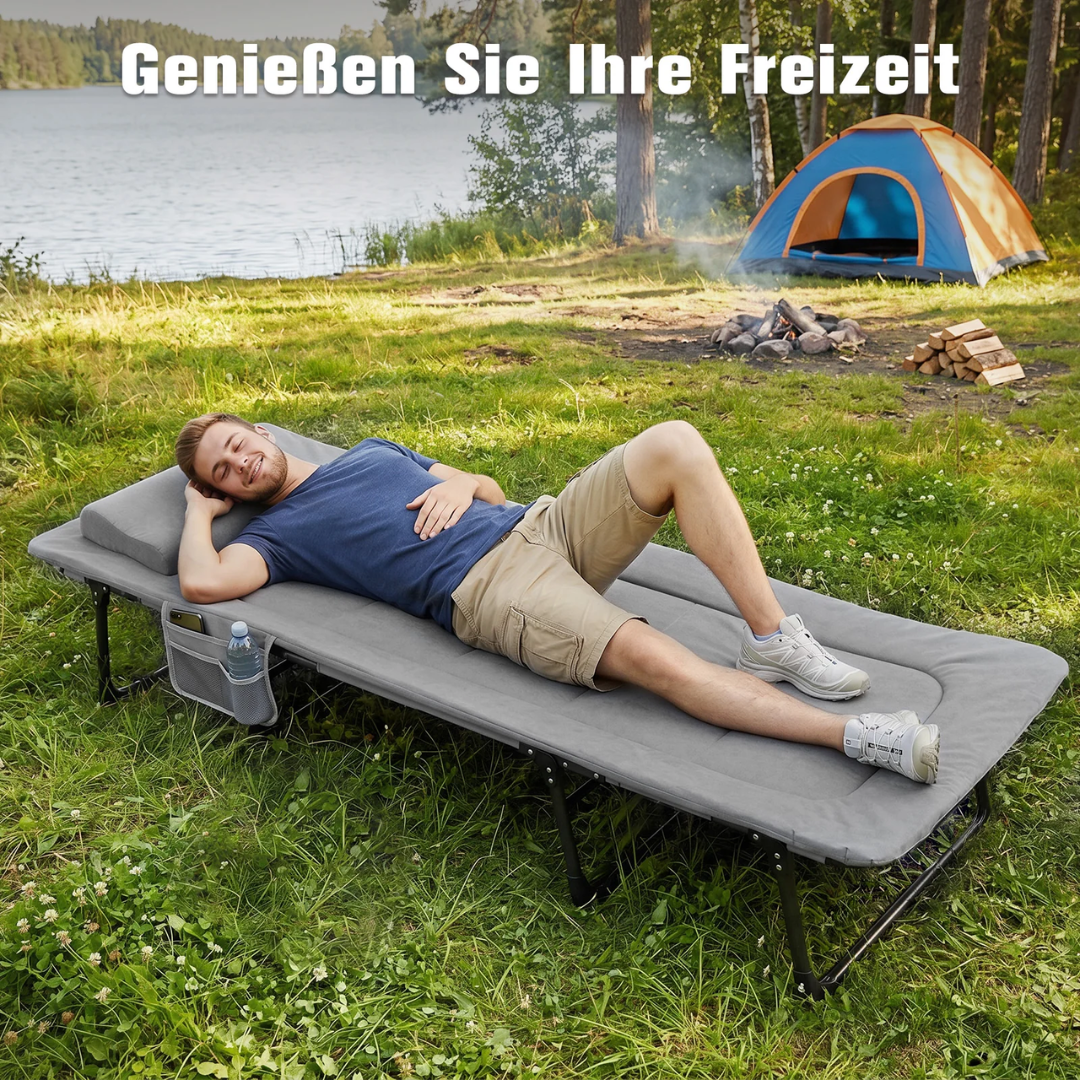 Sekey Faltbett klappbar mit Matratze & Kissen 193x70 cm – verstellbares Campingbett mit 6-fach Rückenlehne – Bild 6