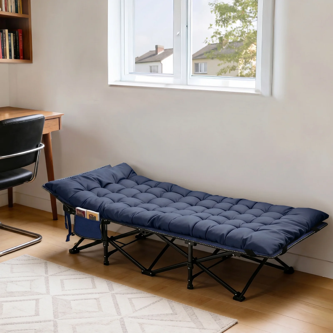 Sekey Feldbett Klappbar 190 × 71 × 35 cm – Campingbett mit 7 cm Matratze, Dunkelblau – Bild 7