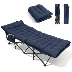 Sekey Feldbett Klappbar 190 × 71 × 35 cm – Campingbett mit 7 cm Matratze, Dunkelblau