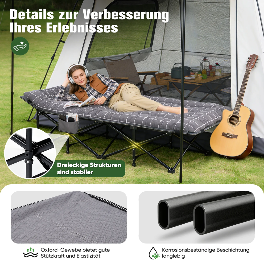 Sekey Feldbett Klappbar mit Matratze 190 × 71 cm – Campingbett bis 200 kg – Bild 4