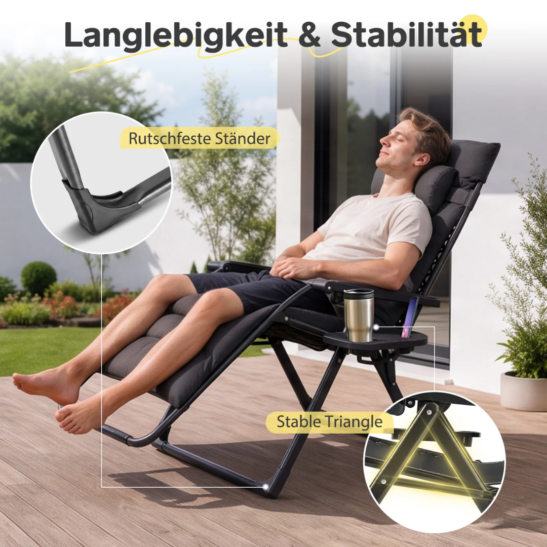 Sekey Gartenliege klappbar gepolstert – 3-fach verstellbare Sonnenliege mit Auflage – Bild 2