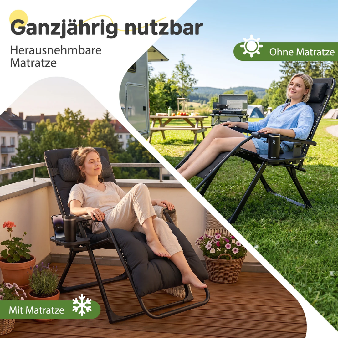 Sekey Gartenliege klappbar gepolstert – 3-fach verstellbare Sonnenliege mit Auflage – Bild 3