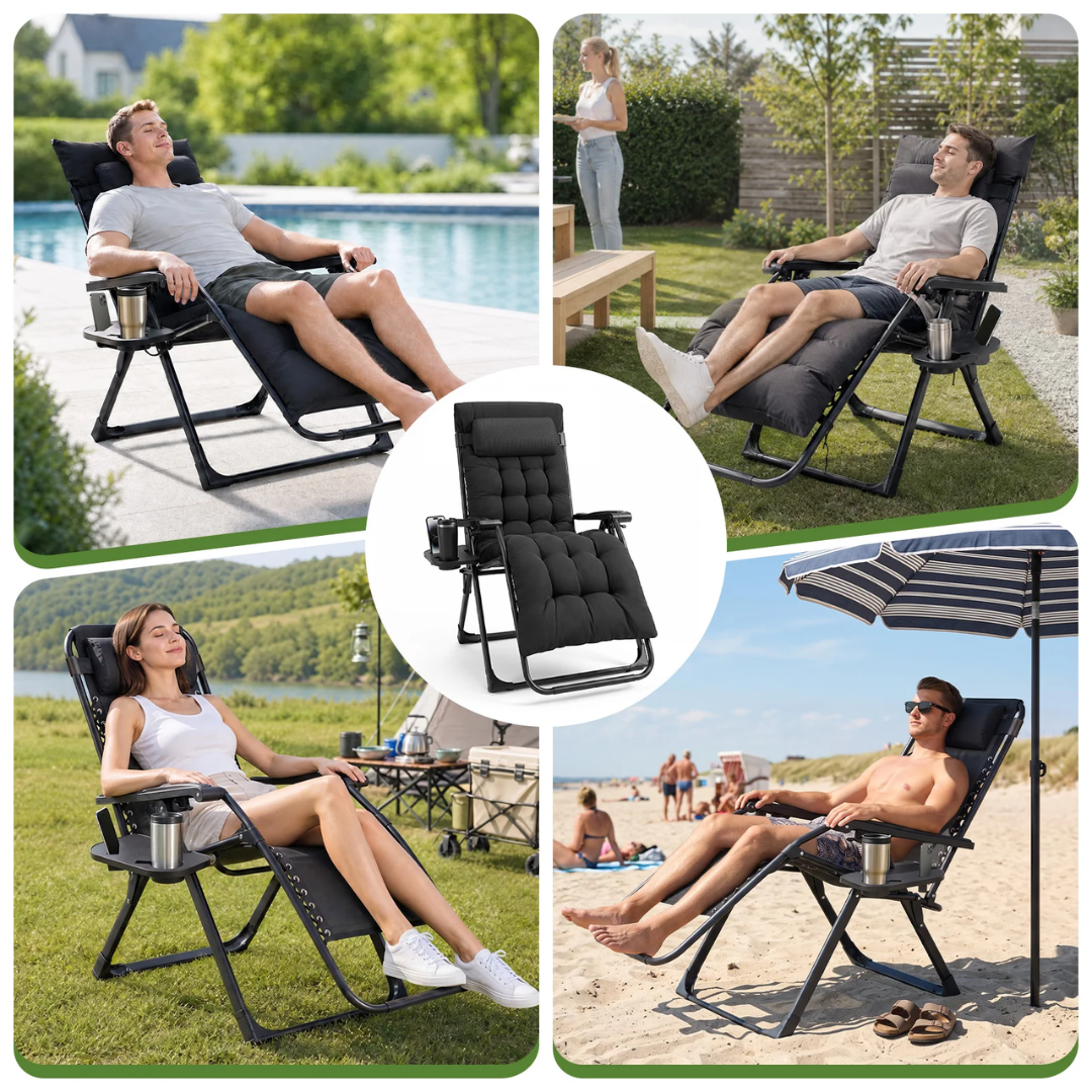 Sekey Gartenliege klappbar gepolstert – 3-fach verstellbare Sonnenliege mit Auflage – Bild 7