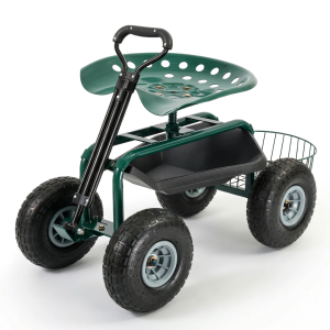 Sekey Gartenrollsitz bis 180 kg – 360° drehbarer Gartensitz mit Luftreifen