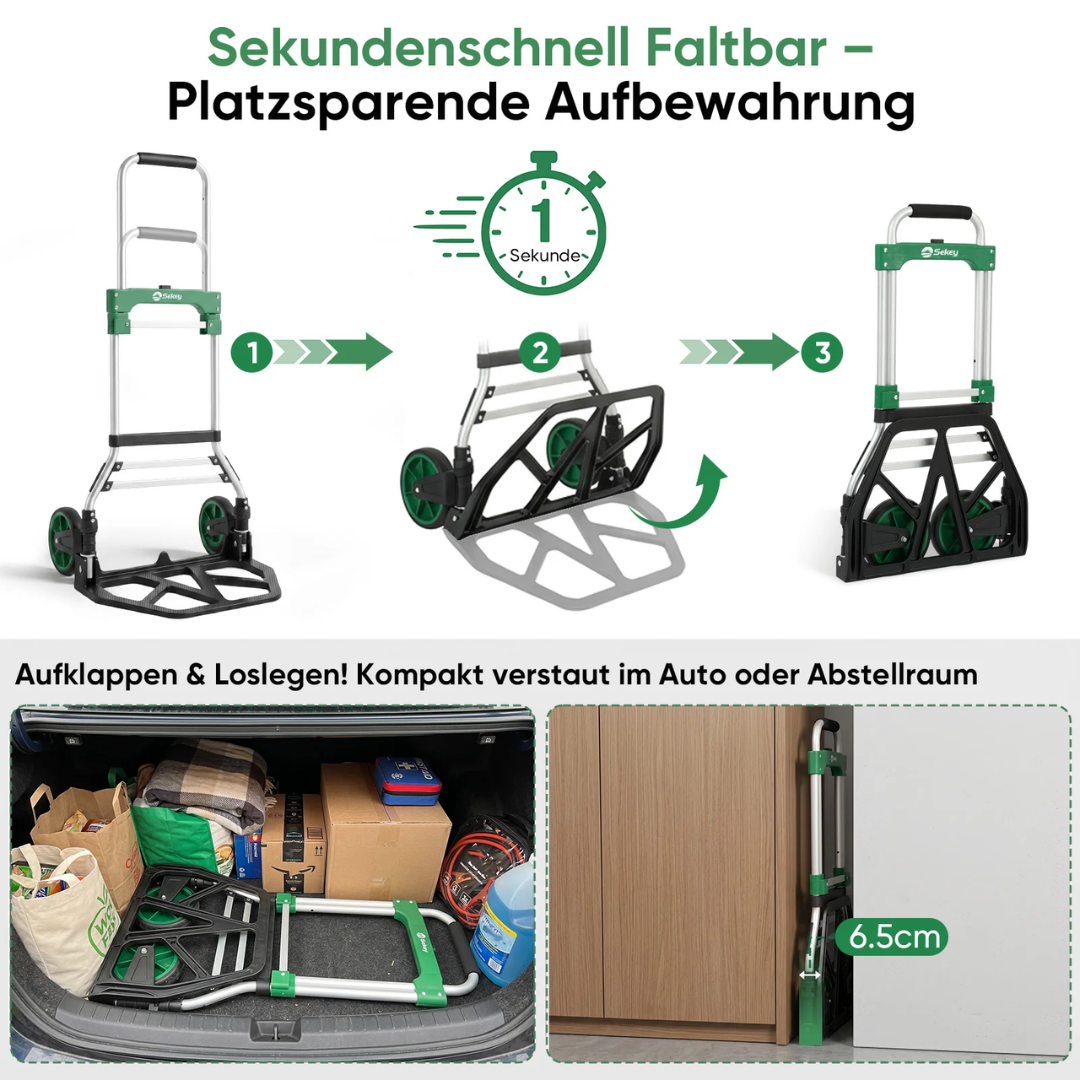 Sekey klappbare Sackkarre 150 kg – Schwerlast Transportkarre aus 1,5 mm verstärktem Aluminium – Bild 4