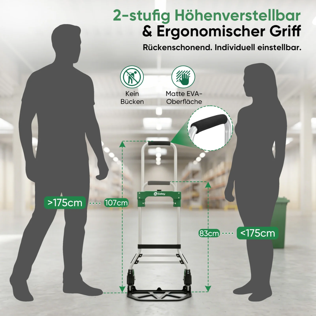 Sekey klappbare Sackkarre 150 kg – Schwerlast Transportkarre aus 1,5 mm verstärktem Aluminium – Bild 6