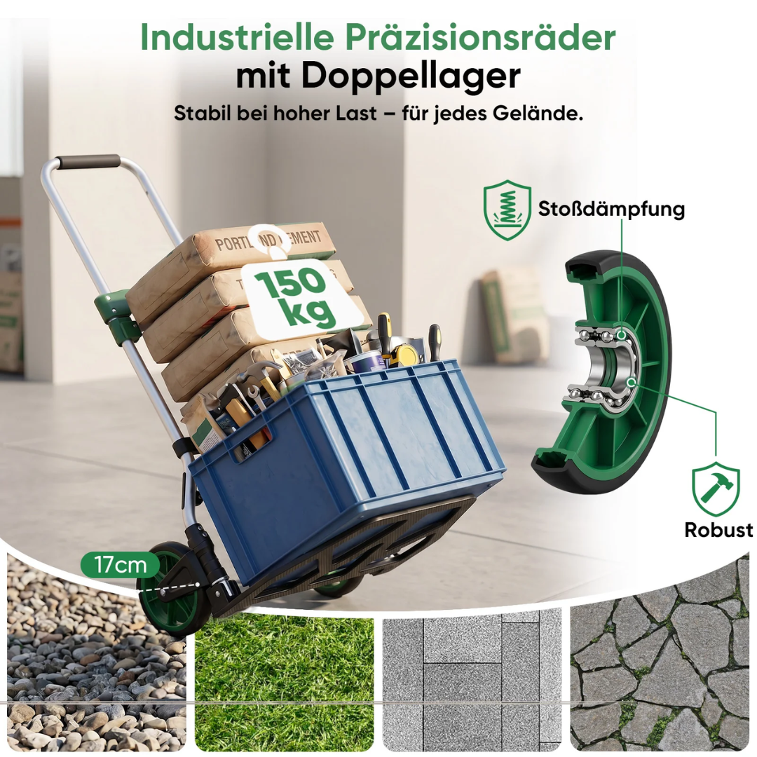 Sekey klappbare Sackkarre 150 kg – Schwerlast Transportkarre aus 1,5 mm verstärktem Aluminium – Bild 7