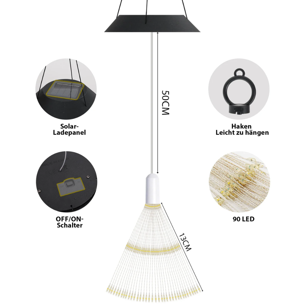 Solar LED Feuerwerkslichter warmweiß – 90 LEDs, IP44 wasserdicht – Bild 2
