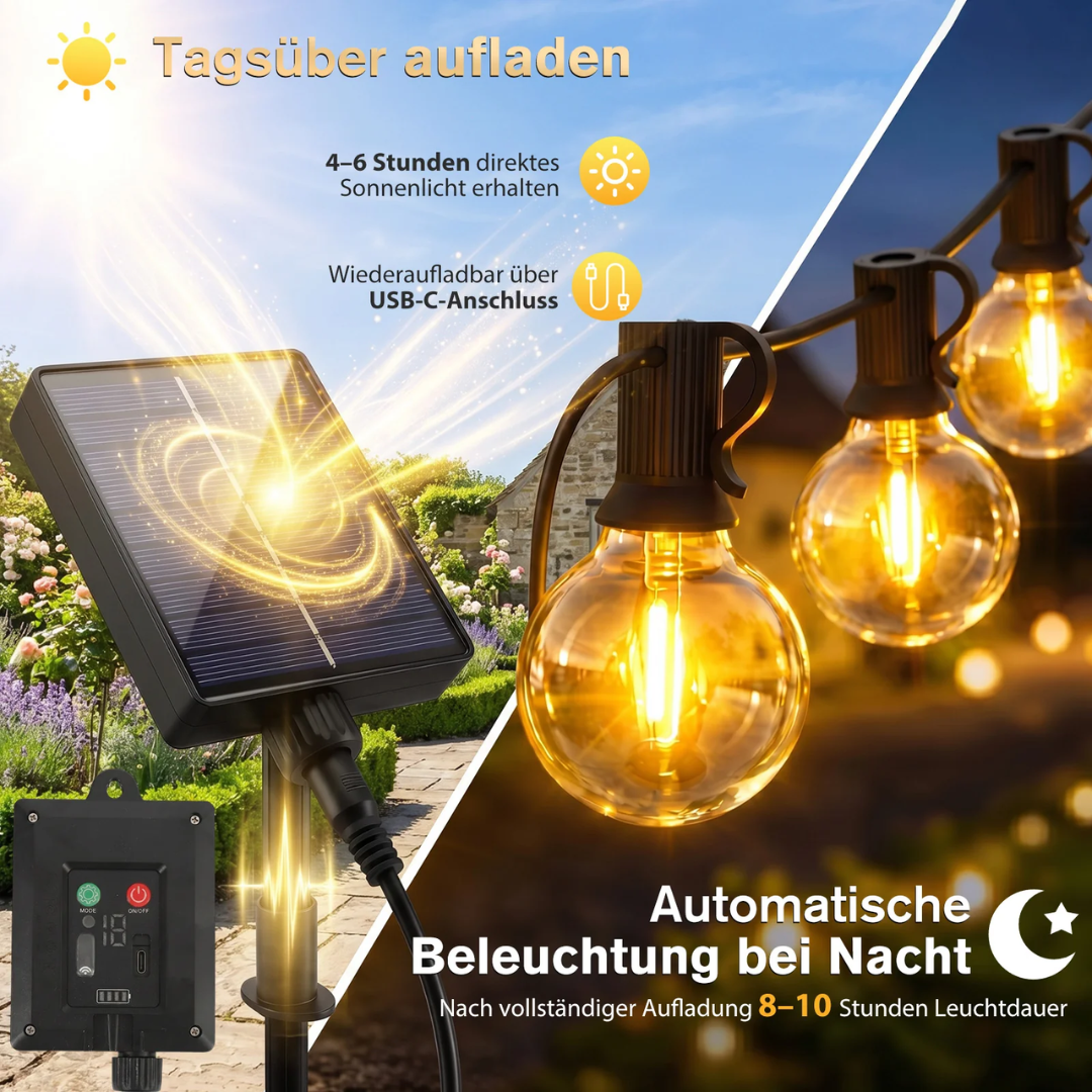 Solar Lichterkette Außen 23,2 m (30+1 Glühbirnen) – Bild 2