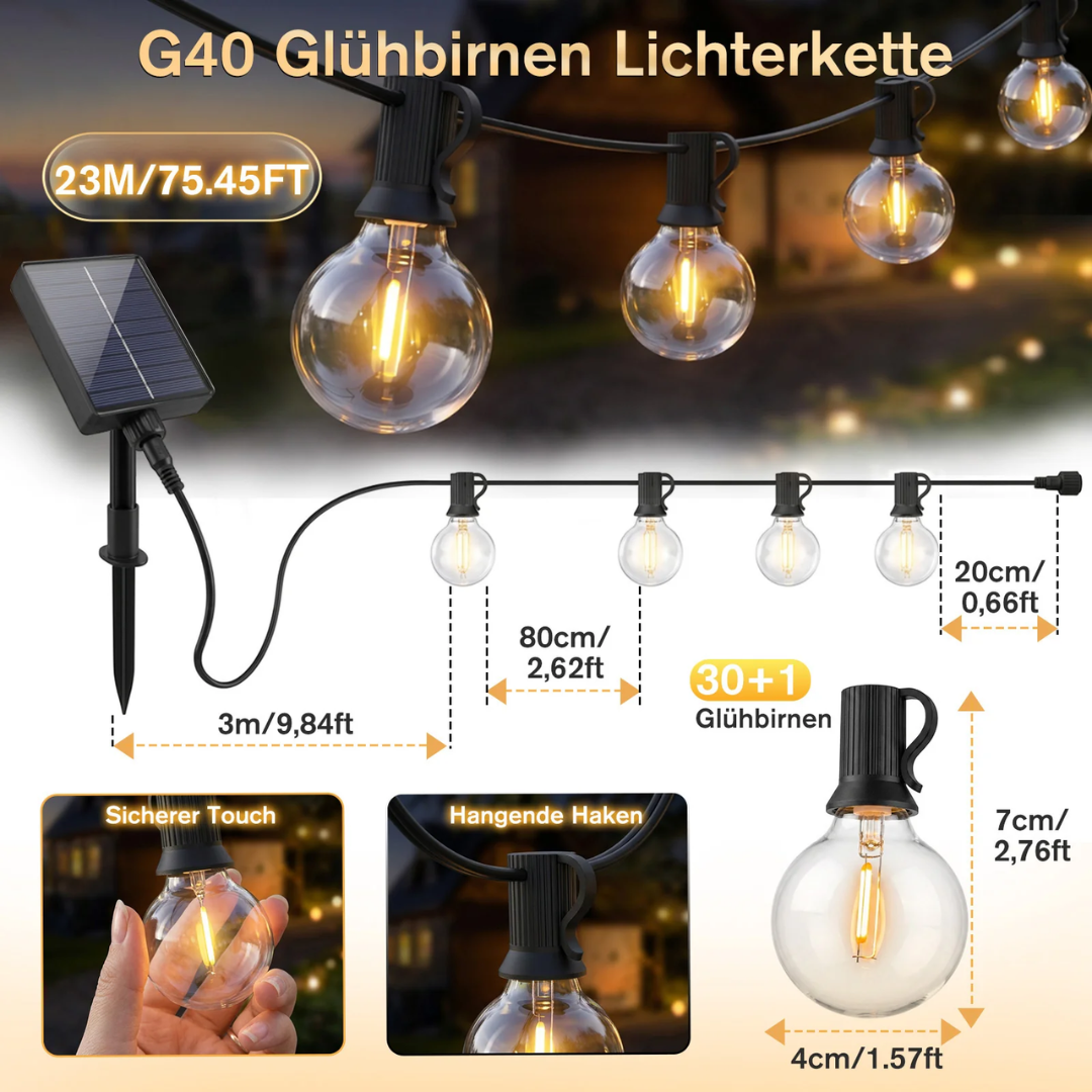 Solar Lichterkette Außen 23,2 m (30+1 Glühbirnen) – Bild 10