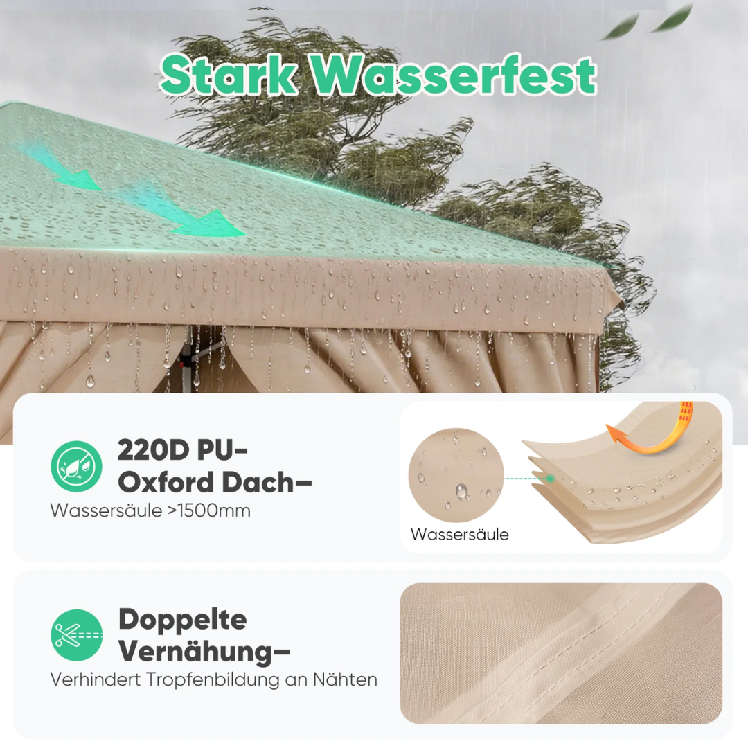 Sunula Faltpavillon 3×3 m – Wasserdicht, Stabil & Winterfest, Pavillon mit 4 Seitenwänden, Höhenverstellbar 250–260 cm – Bild 5