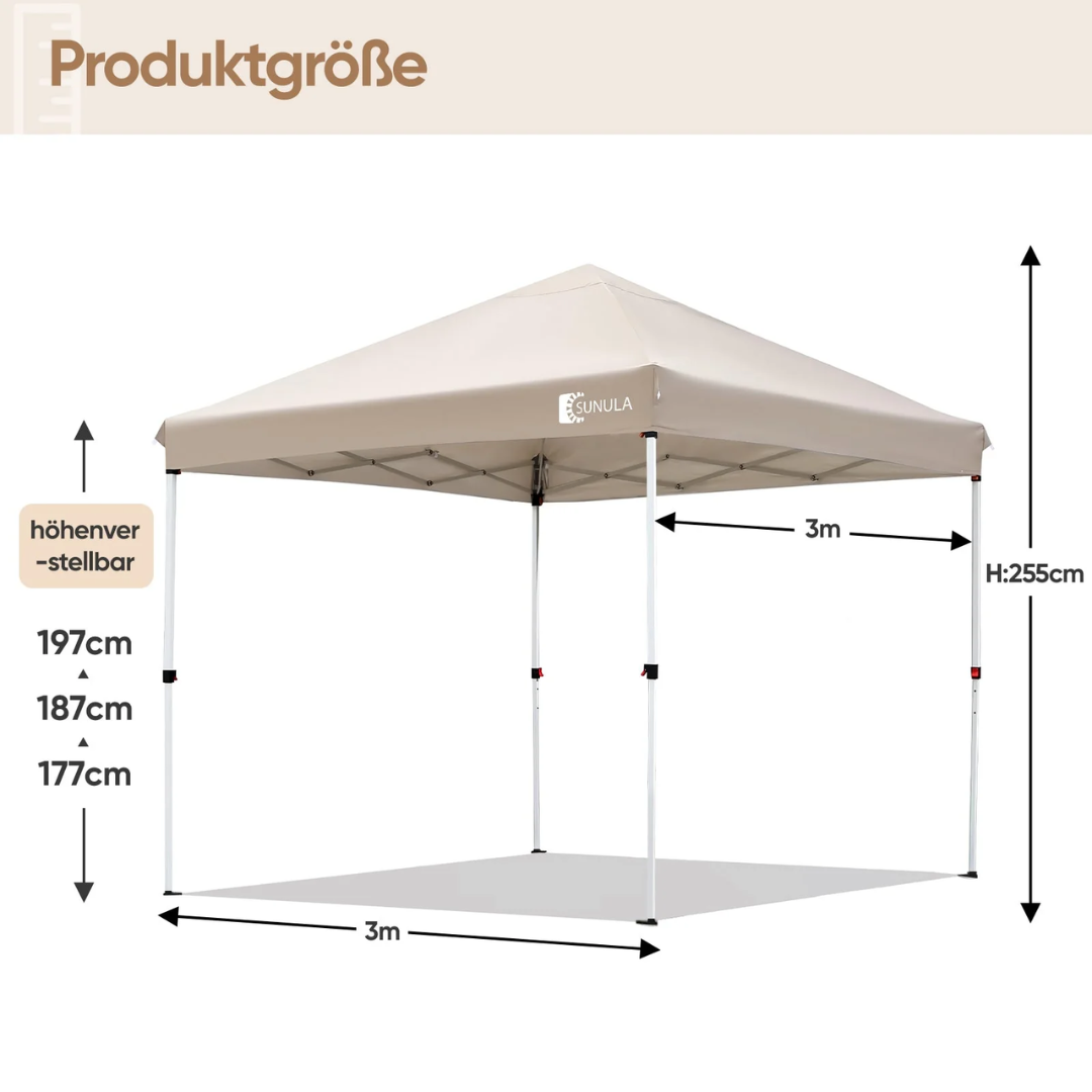 Sunula Pavillon 3x3m Wasserdicht & Stabil – Faltpavillon mit Verdickten Rohren – Bild 3