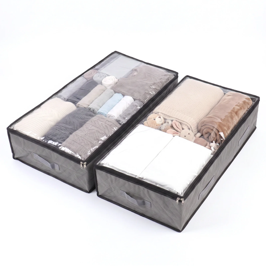 Unterbett-Aufbewahrungstasche 110L – Faltbare Aufbewahrungsbox mit transparentem Deckel – Bild 5