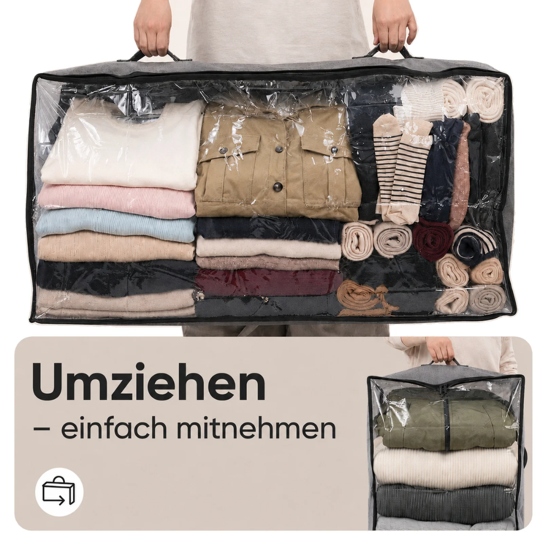 Unterbett-Aufbewahrungstasche 110L – Faltbare Aufbewahrungsbox mit transparentem Deckel – Bild 8