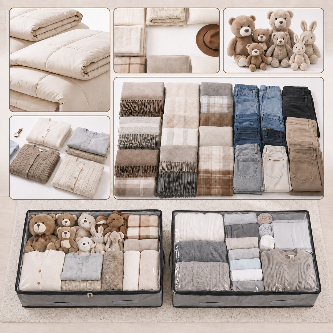 Unterbett-Aufbewahrungstasche 110L – Faltbare Aufbewahrungsbox mit transparentem Deckel – Bild 9